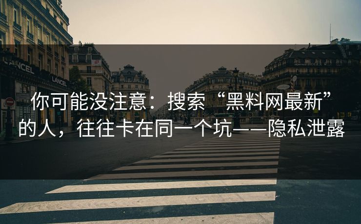 你可能没注意：搜索“黑料网最新”的人，往往卡在同一个坑——隐私泄露