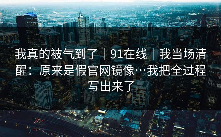 我真的被气到了｜91在线｜我当场清醒：原来是假官网镜像…我把全过程写出来了
