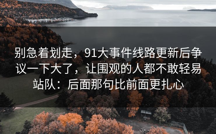 别急着划走，91大事件线路更新后争议一下大了，让围观的人都不敢轻易站队：后面那句比前面更扎心